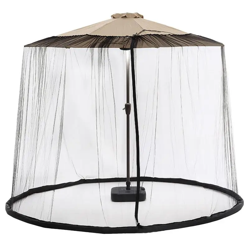 Outdoor Umbrella Net Adjustable Polyester Bugs Netting For Umbrella Round Patio Umbrella Accessory For Outdoor Market Double