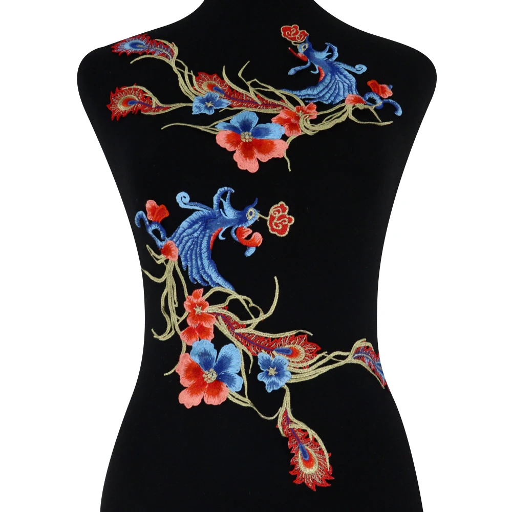 Нашивка Феникс пришитая вышитая нашивка для значка вышитый цветок пиона мотив