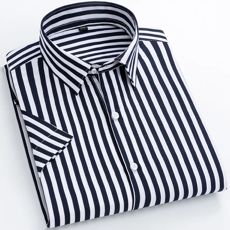 2022 Summer Casual Shirts Men's Short Sleeve Striped Shirts Fashion Print Blouses Men Streetwear Brand Loose Tee Shirt Tops Men