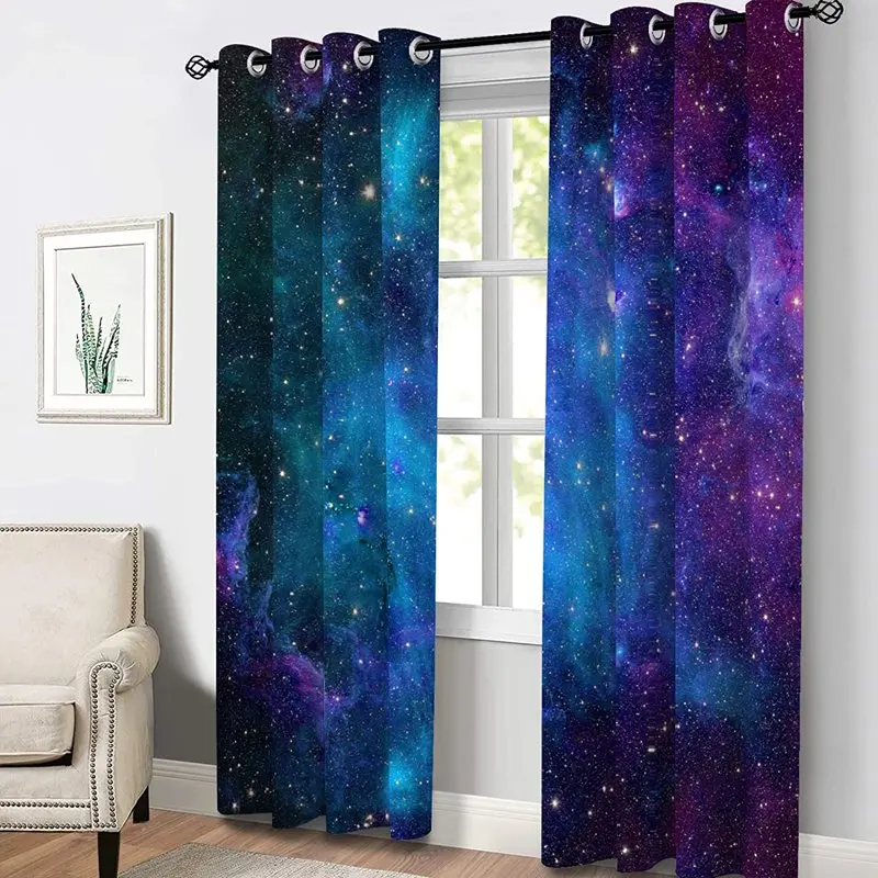

Exquisite Custom Design Starry Sky Curtains, Set of 2 Blackout Grommet Top Drapes for Bedroom, Living Room, Dinning Room Decor: