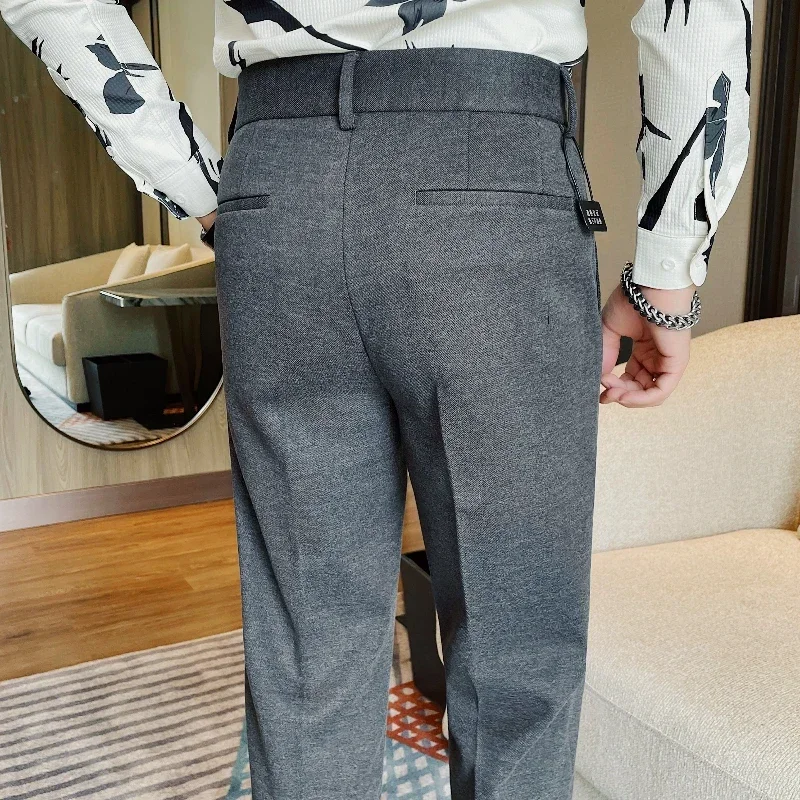 Осень-зима деловые брюки 2024 мужские корейские модные повседневные толстые