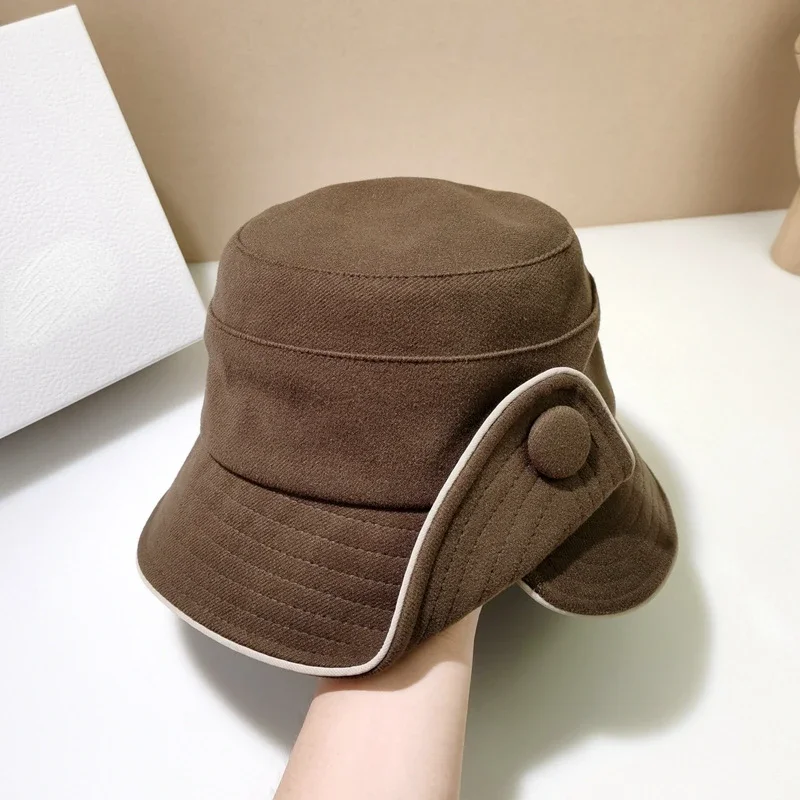 

Fisherman hat female temperament elegant socialite style autumn-winter wool basin hat button design senior sense sunshade hat