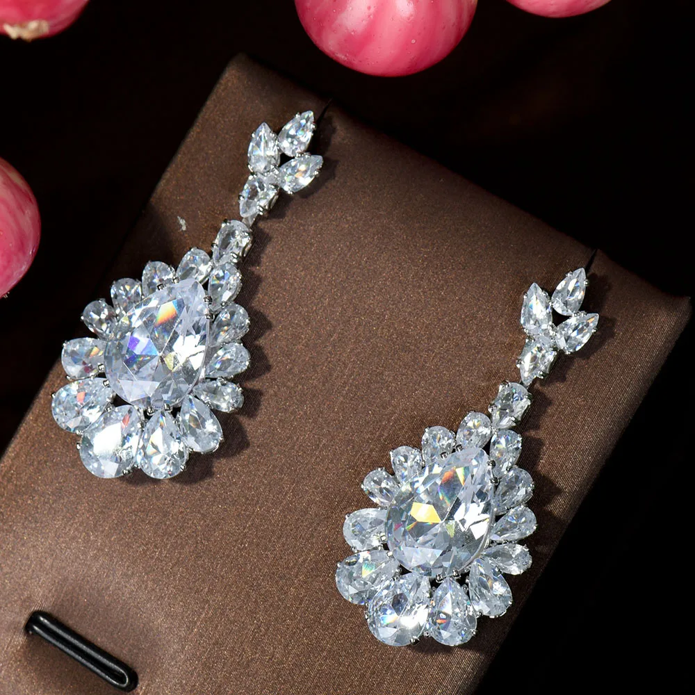 

HIBRIDE Beautiful Cubic Zirconia Water Drop Shape Earrings For Women Bridal Wedding Party Dress Jewelry Accessories Bijoux E-583