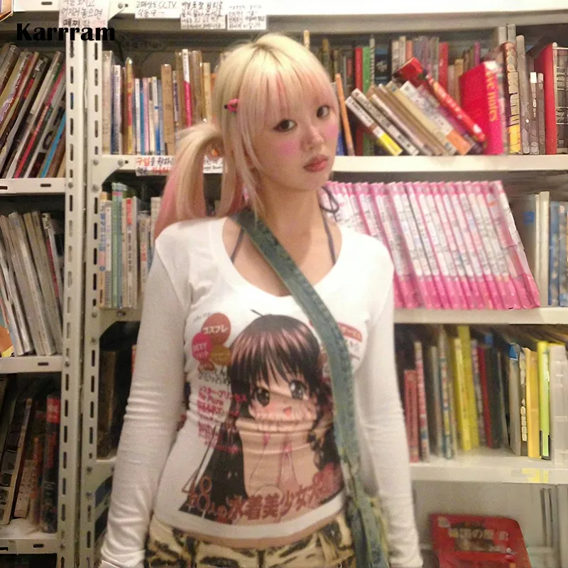 Женская футболка с принтом аниме Y2k 2000-х годов