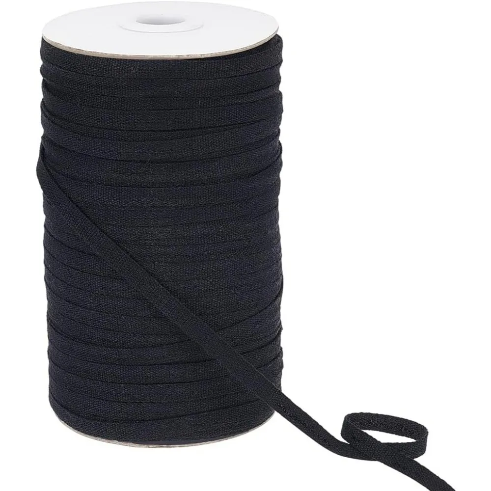 218 ярдов черная хлопковая лента 1/4 дюйма тканая с узором косовая для домашнего