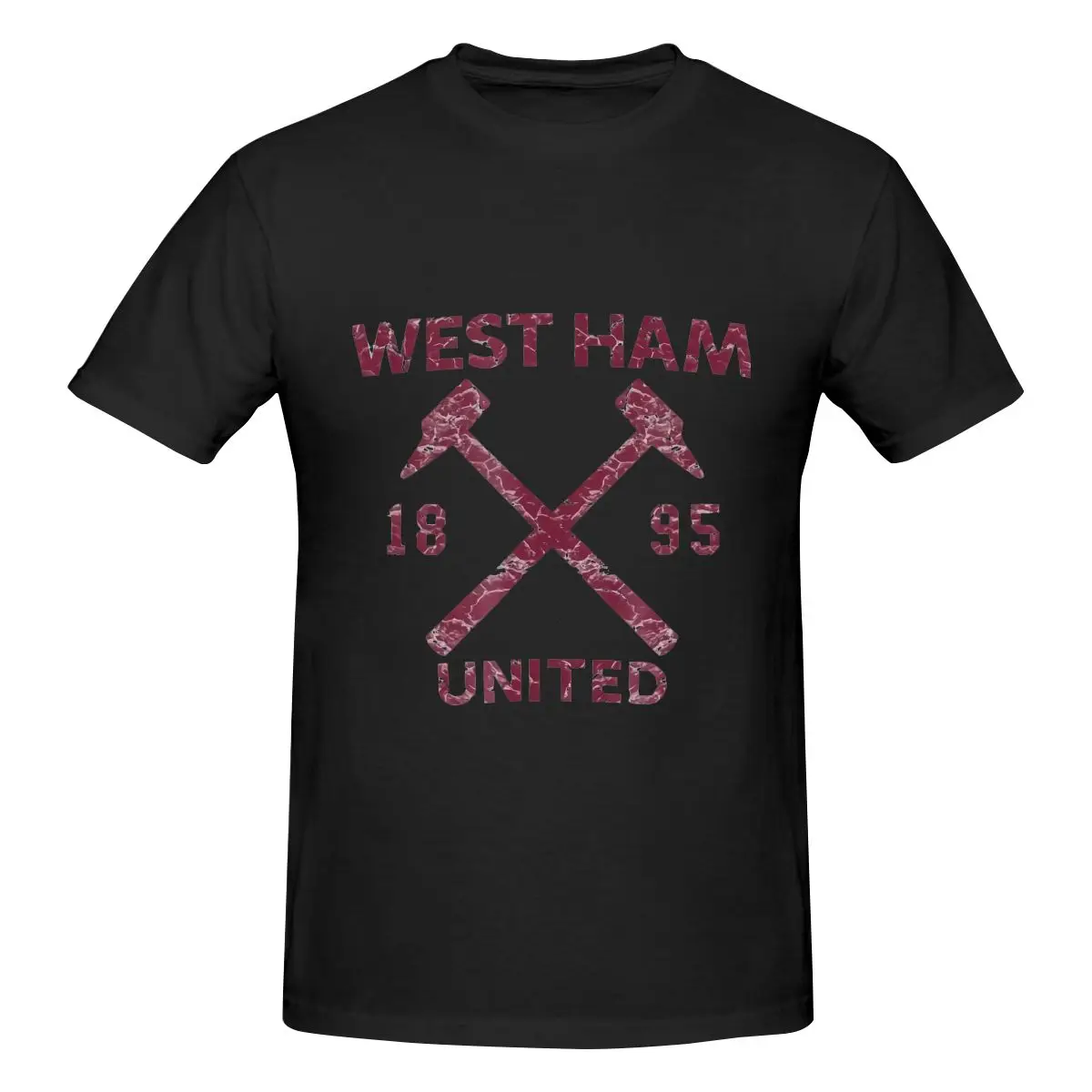 

West Ham United Hammers 1895 Distressed Streetwear Men Vintage Washed T Shirts 100% Cotton Casual Tops Summer Tops Unisex