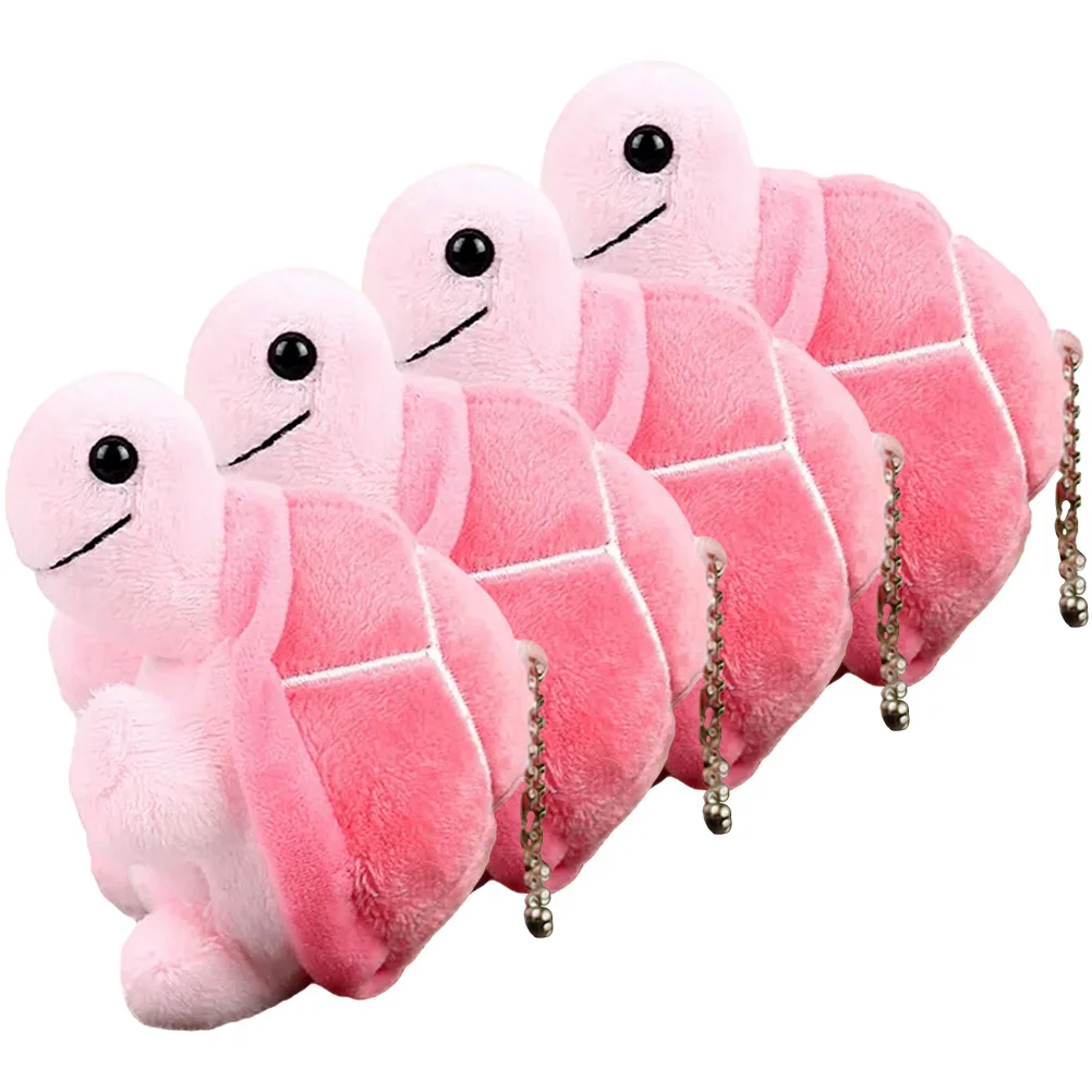 

4 Pcs Plush Toys Pendants DIY Keychains Turtle Decor Wallet Charms Hanging Schoolbag Short Stuffed Child Animal