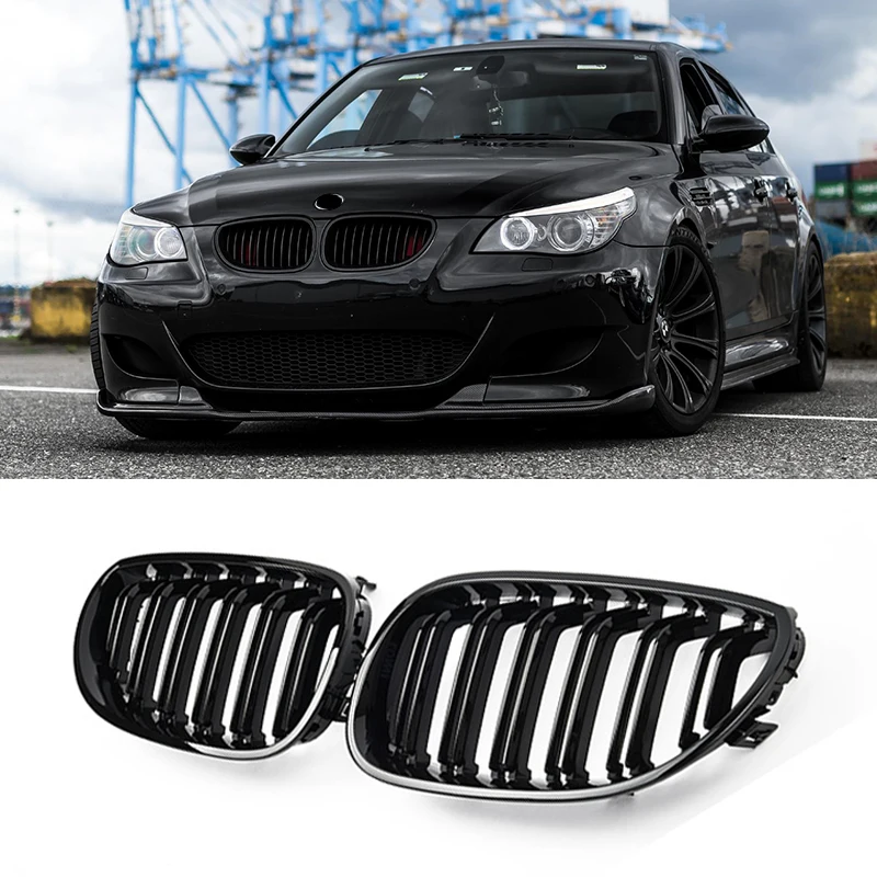 

A Pair Gloss Black Car Front Sport Kidney Grilles Grill For BMW 5 Series M5 E60/E61 525i 528i 528xi 530i 2003-2010 Car Styling