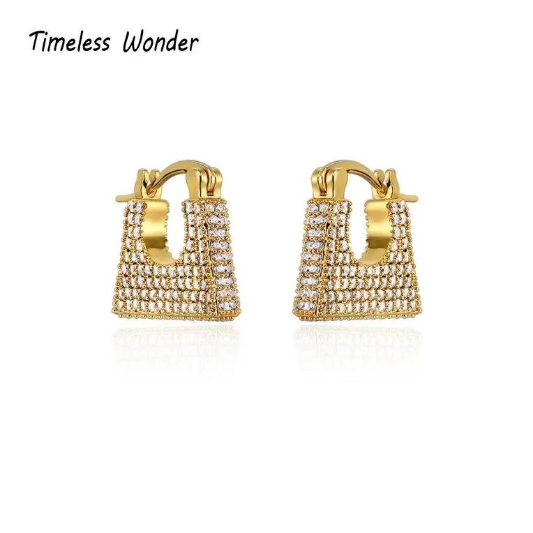 

Timeless Wonder Zirconia Geo Handbag Hoop Earrings for Women Designer Jewelry Punk Runway Goth Rare Unique Kpop Gift Prom 4423