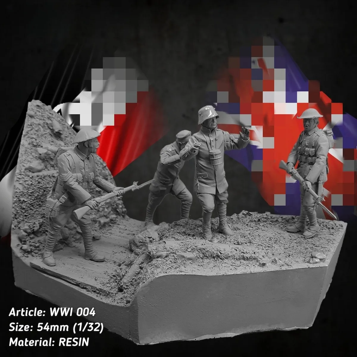 Комплект неокрашенной модели из смолы 1/32 54 мм военная тема невыпадающая (с