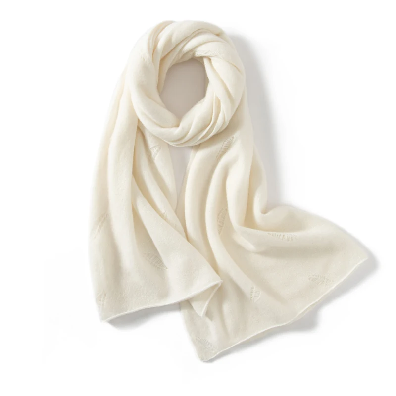 Фото KOIJINSKY Hollow Leaf Cashmere Shawl Scarf 180×60cm Oversized Soft Knit Wrap Women All Seasons Elegant Holiday Gift №1