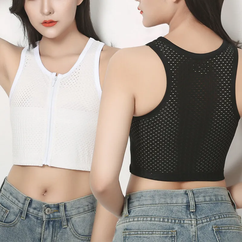 

2 Pieces Pack Front Bandage Chest Binders Sportswear Tomboy Undershirt Lesbian Binder Flat Trans Binder For Women