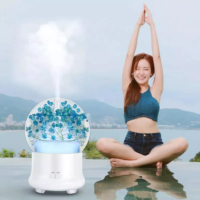 

NEW2023 Flower Aroma Air Humidifier Essential Oil Diffuser Household Small-scale Cool Mist Maker with 7 Color LED Night Light