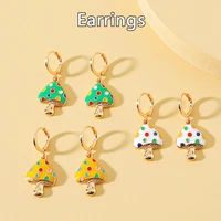 new color mushroom earrings girls jewelry creative alloy cute earring female unique fashion sweet simple earrings gift wholesale