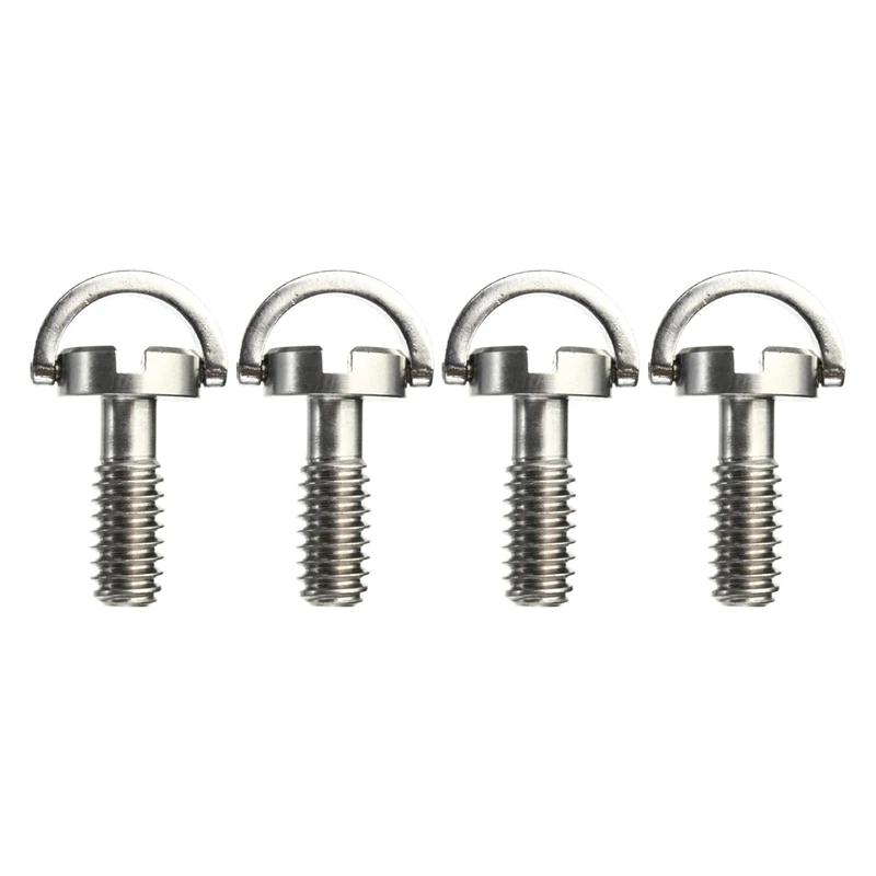 

4X Long 1/4 Inch D-Ring Screw Stainless Steel For Camera Tripod Quick Release Plate Silver