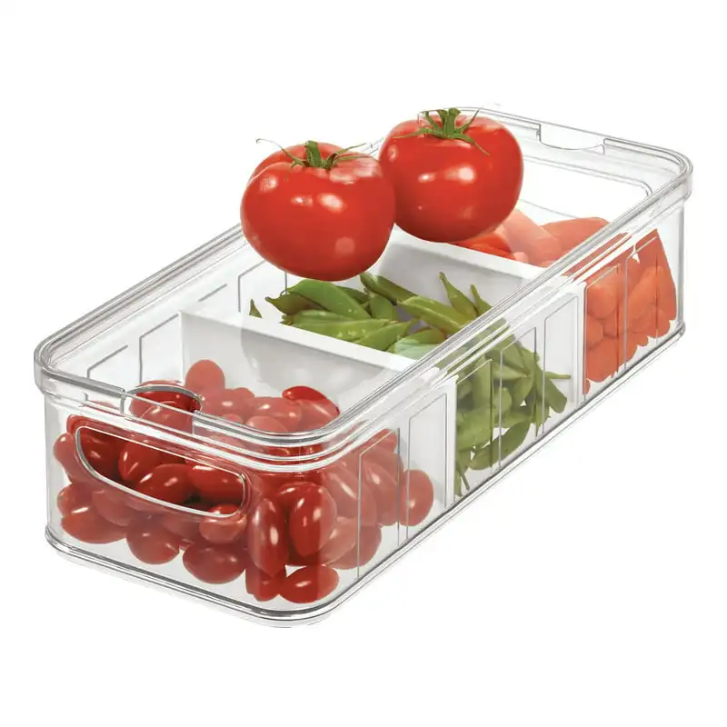 

Большой прозрачный и белый пластиковый контейнер без бисфенола А, идеально подходит для хранения в холодильнике или кладовой, до 156 мест