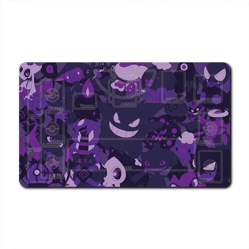 Покемонный коврик для карт Ptcg Charizard Gengar Snorlax Psyduck Tyranitar Diy резиновый одного игрока