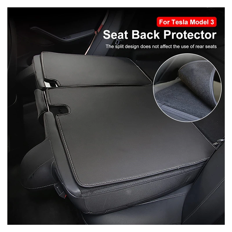 

Fit for Tesla Model 3/Model Y Second Row Seats Back Cover Trunk Mat Seat Back Protection Pad Leather Protective Anti-Dirty Pad