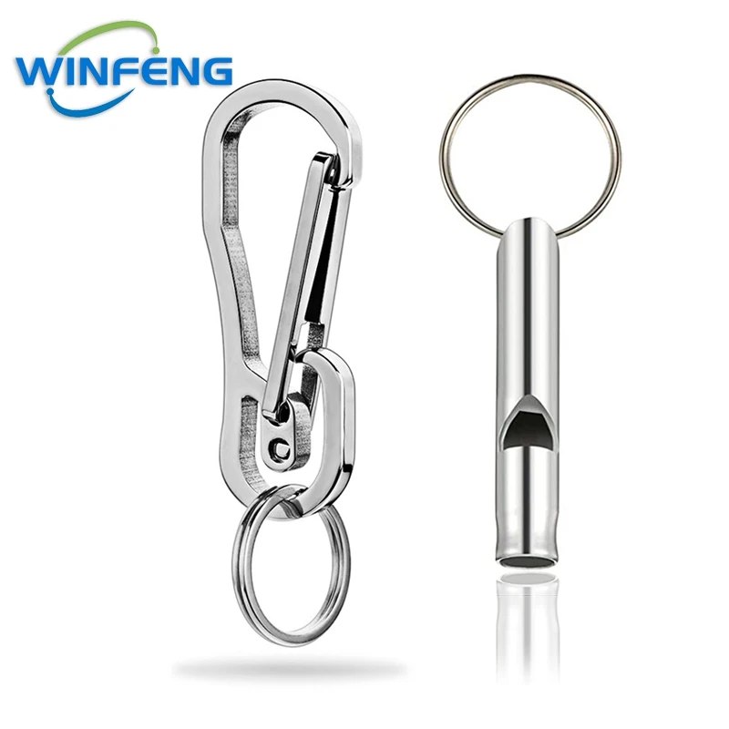 

Portable Survival Whistle Keychain Climbing Hook Clips EDC Tools Keyring for Outdoor Camping Hiking Buckles Spring Snap Hooks
