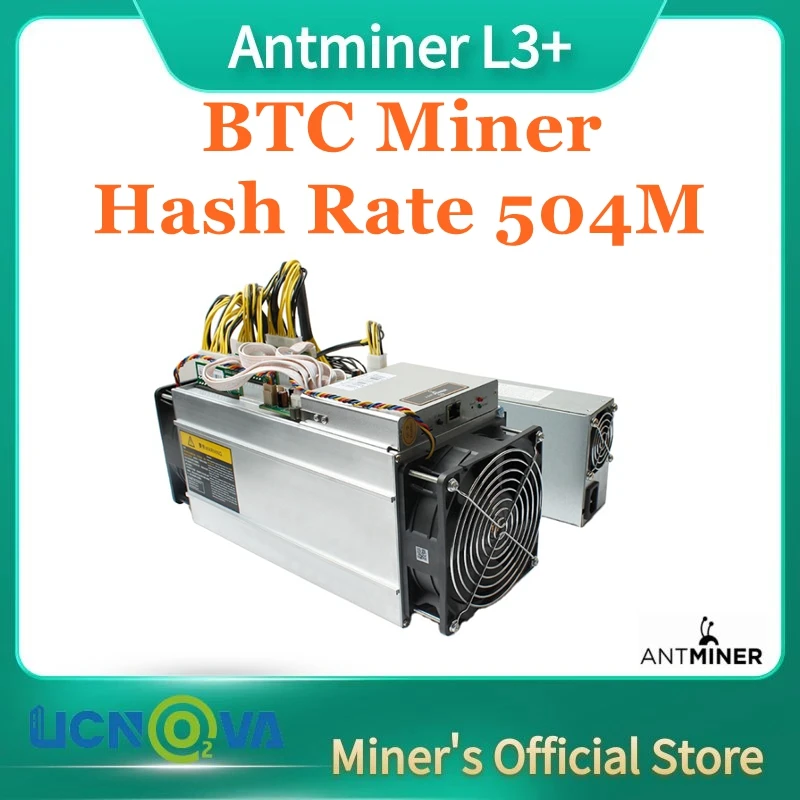 

Free Shipping ASIC Miner Used Bitmain Antminer L3+ 504MH With PSU Litecoin Mining Machine LTC