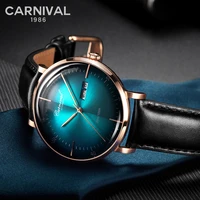 carnival 2022 new fashion mens miyota mechanical watch 30m waterproof week calendar leather automatic watches relogio masculino