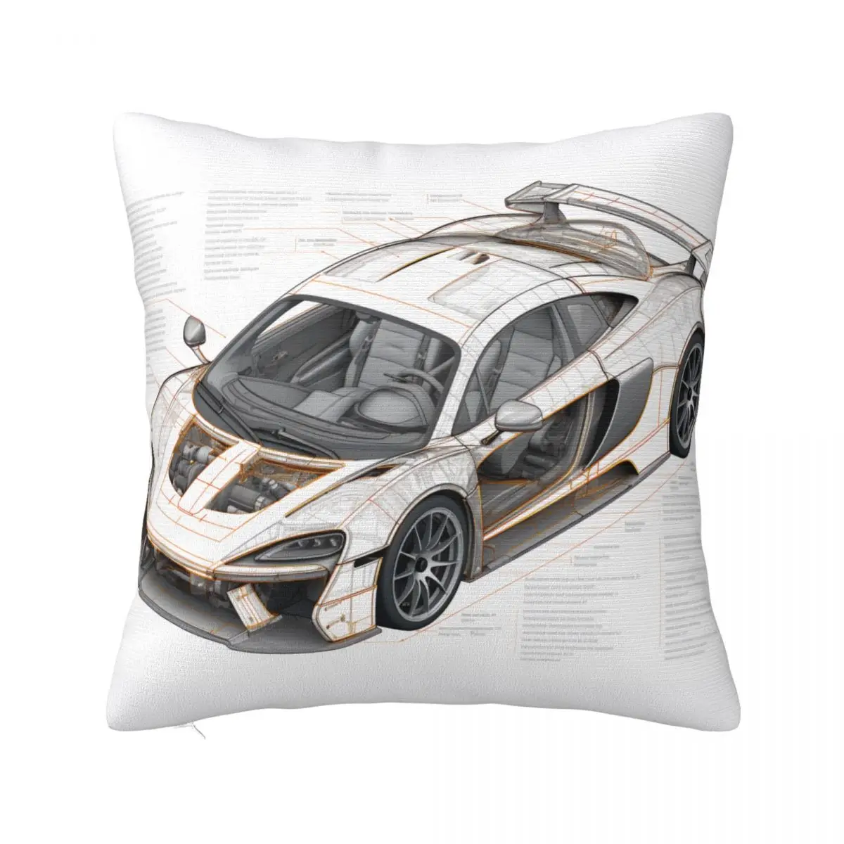 

Fantastic Sports Car Pillow Case Drawings Sketch Style Universal Polyester Pillowcase Home Decor Zipper Summer Cover