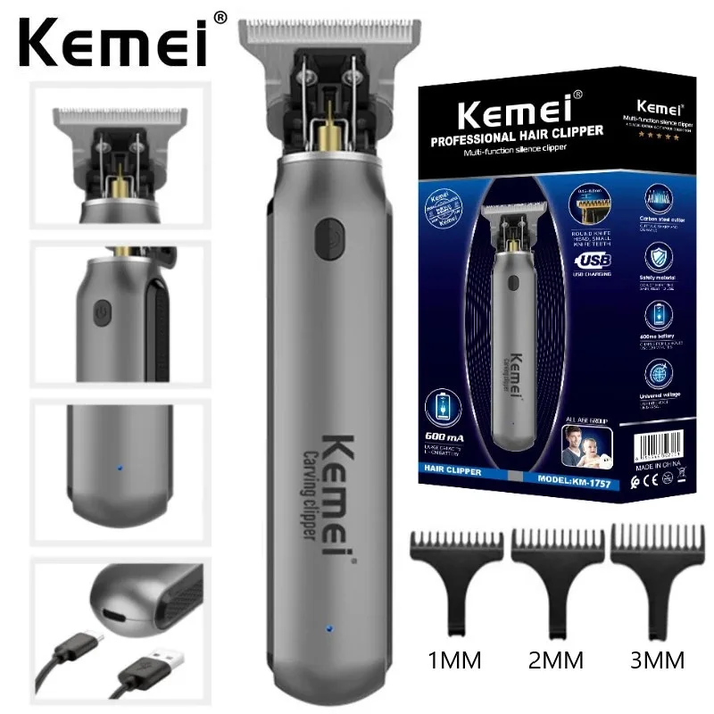 

Kemei Electric Hair Clippers for Men Beard Trimmer Zero Gapped T-Blade Hair Cutting Machine Professional Barber Edgers Cutter