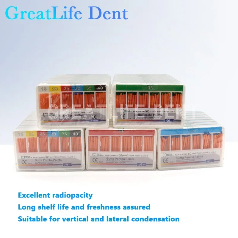 GreatLife Dent 1 упаковка/лот Gapadent Gutta Percha Points Taper 0 2/0 4/0 6 Размер 15/20/25/30/35/40 Dental