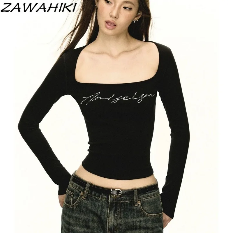 Y2K эстетичная тонкая шикарная Дизайнерская футболка с надписью женская