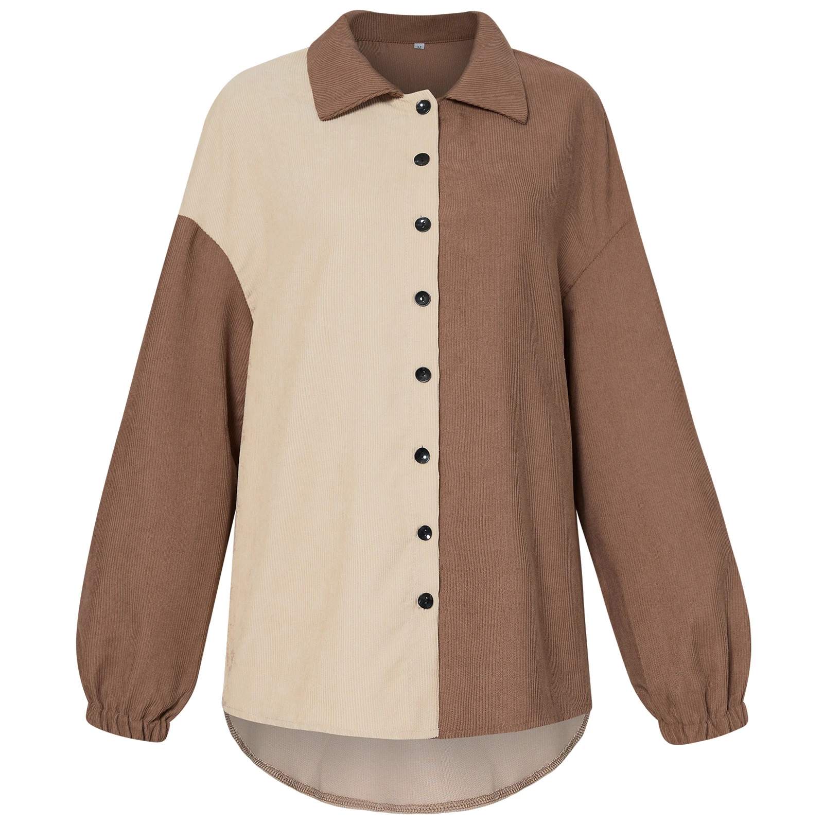 

Woman Colorblock Shirt Coat 4 Size Choose S/M/L/XL Suitable for Friends Gathering Wear FS99