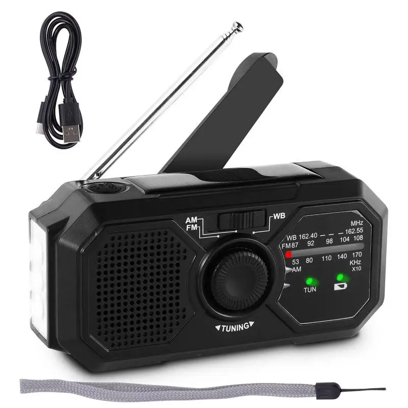 

Solar Portable Radio USB Rechargeable Solar Powered Radio Mobile Charging FM Radio LED Flashlight