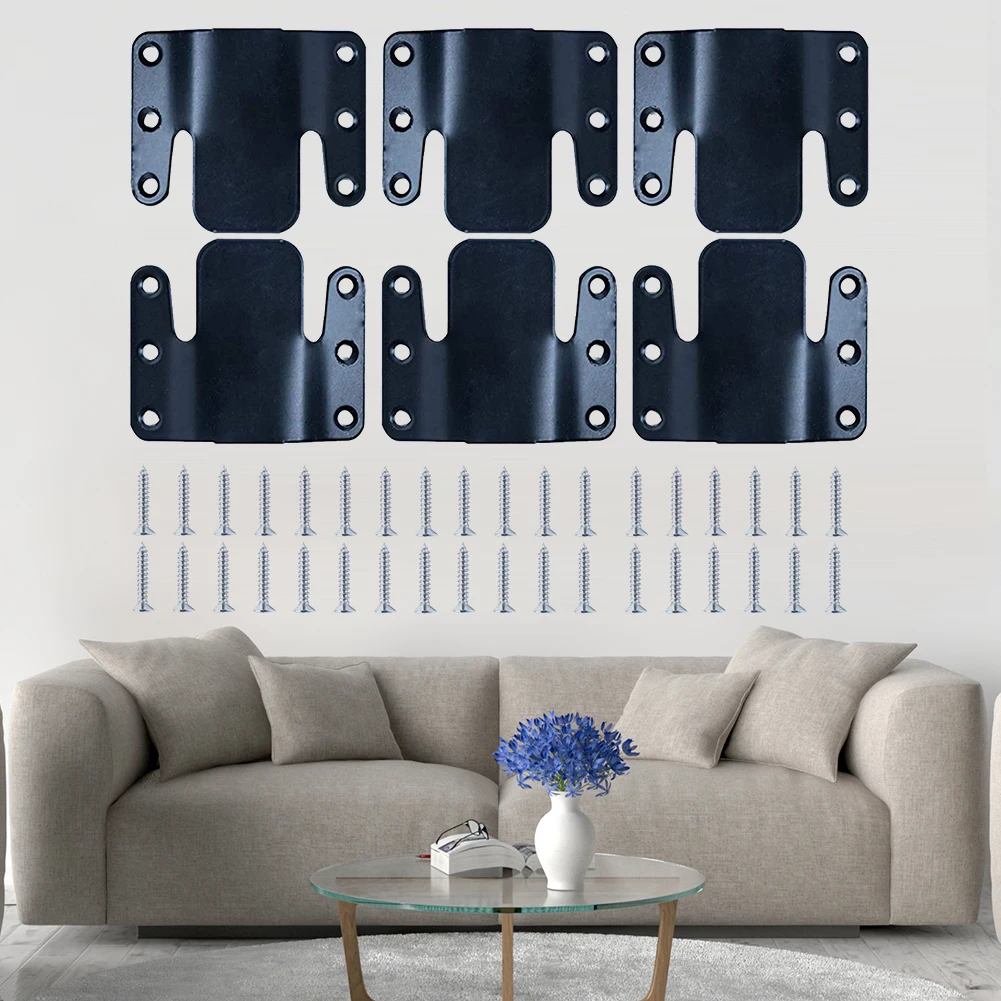 

6pcs Furniture Connector with Hardware Screws Sectional Connectors Bands Flush Mount Brackets for Loveseat Recliner Chair Chaise