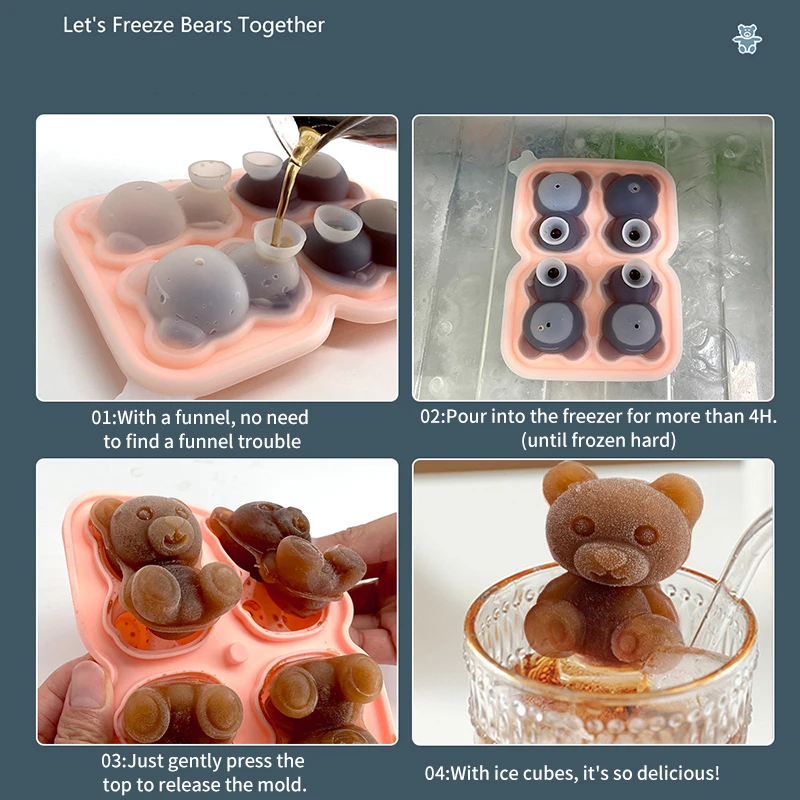 Силиконовая сетка форма для льда с красным медведем самодельная молока чая кофе
