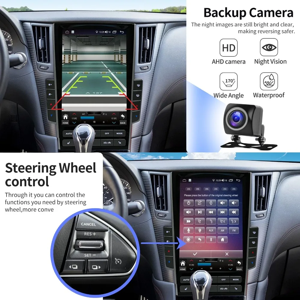 Фото Автомобильный радиоприемник Android 15, стерео для Infiniti Q50 Q50L Q50S Q60 2014-2020, Tesla, автомобильный мультимедийный Carplay, экран, GPS-плеер №5