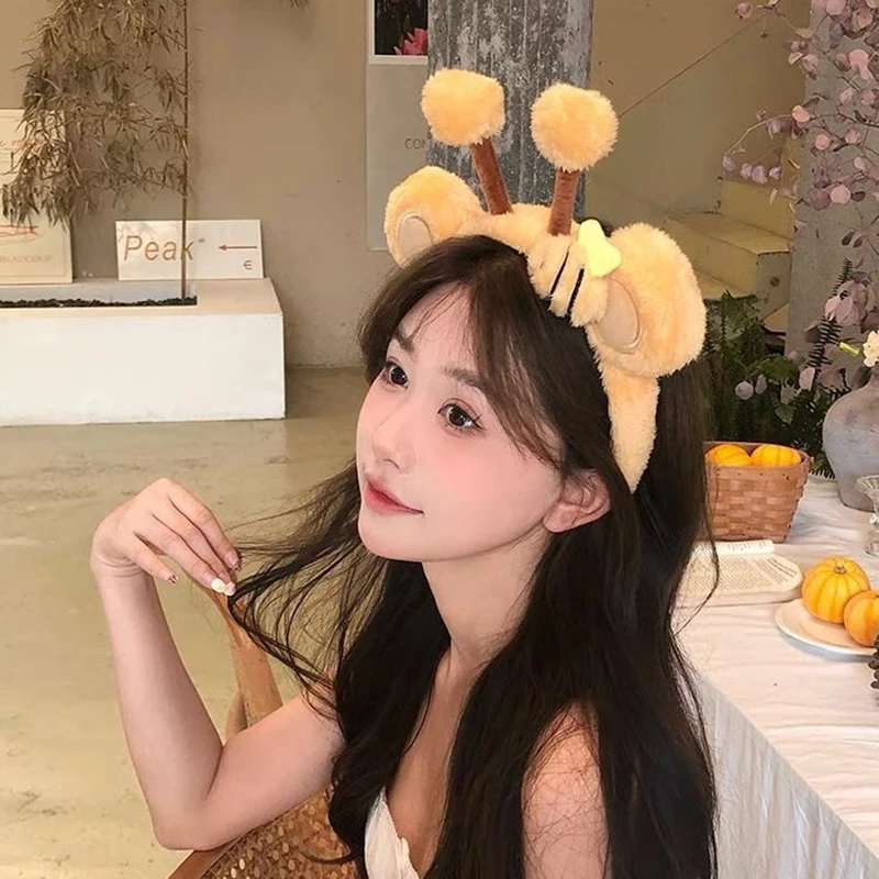 Милая мультяшная пчела с медвежьими ушками плюшевая повязка для волос женщин и