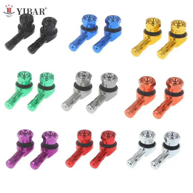 2pcs Motorcycle Rim 90 Degree Angle Aluminum Alloy Valve Wheel Tire Tubeless Stems For Parts CNC |