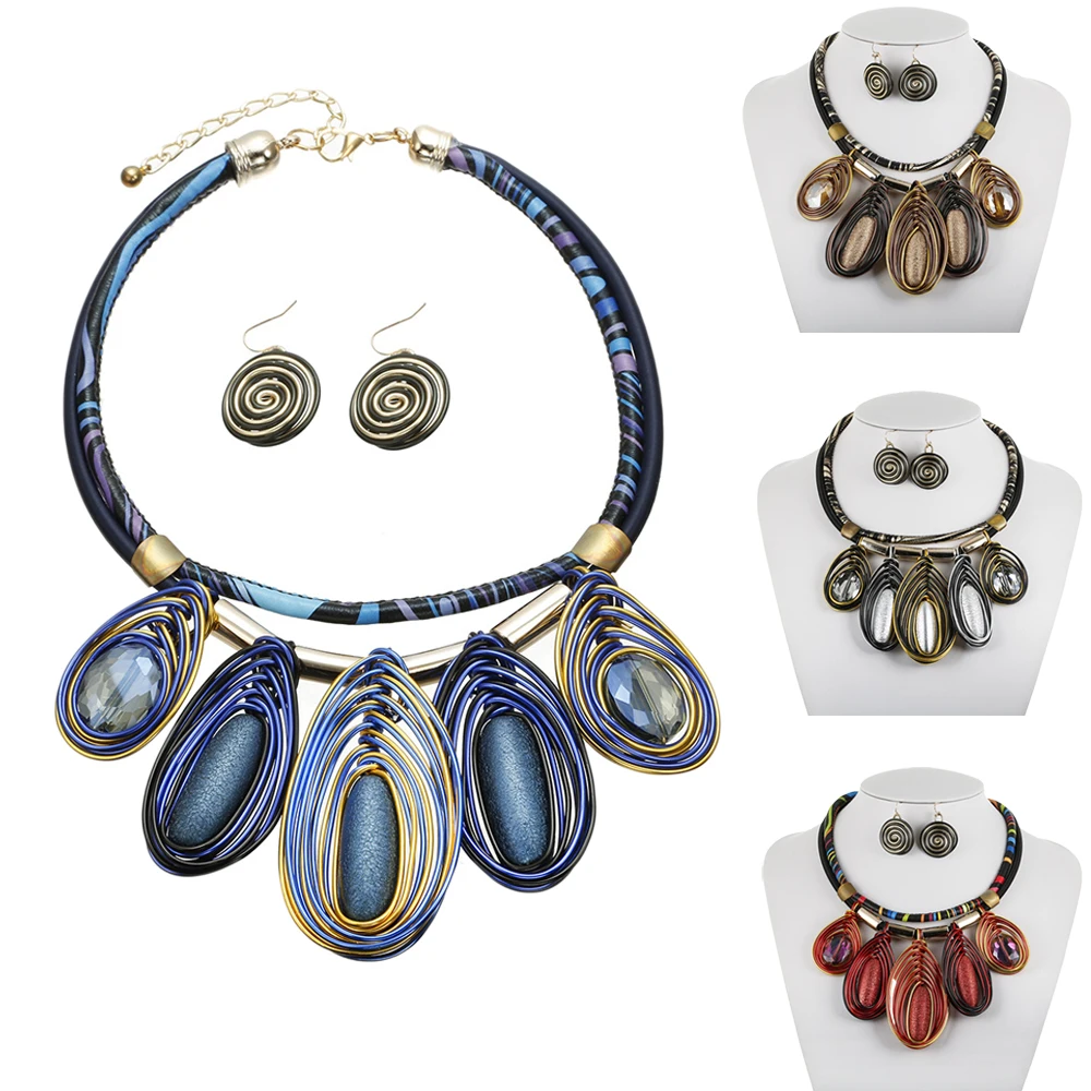 

Богемное массивное этническое ожерелье-чокер ручной работы подвеска ювелирные изделия вечерние винтажное Африканское ожерелье серьги ком...