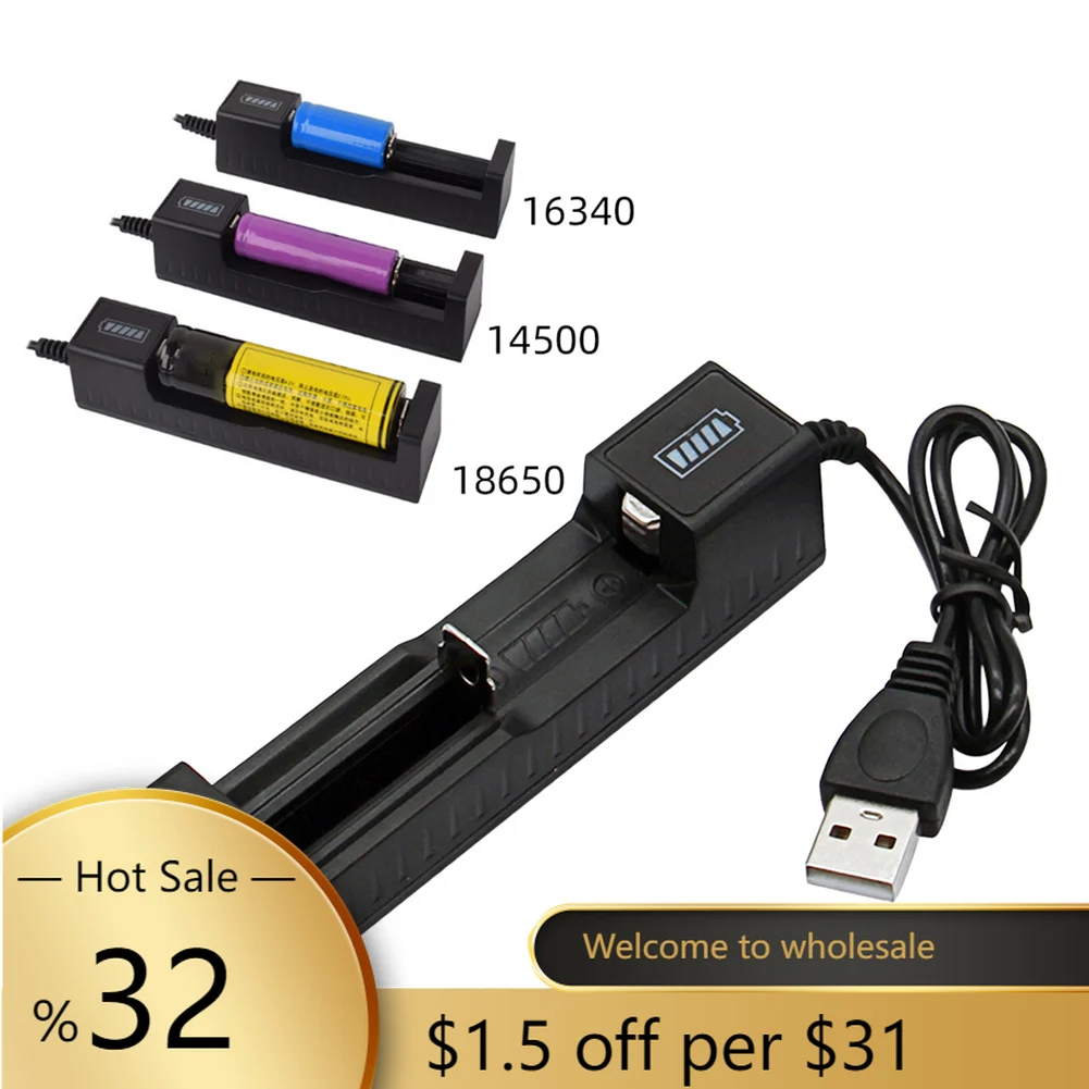 

1865O 2665O 3.7V-4.2V Rechargeable Intelligent USB Battery Charger With LED Indicator Flashlight Battery Accessories