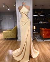unique style 2022 sexy halter diamond beaded evening dress custom made sheath pleated womens dresses for party