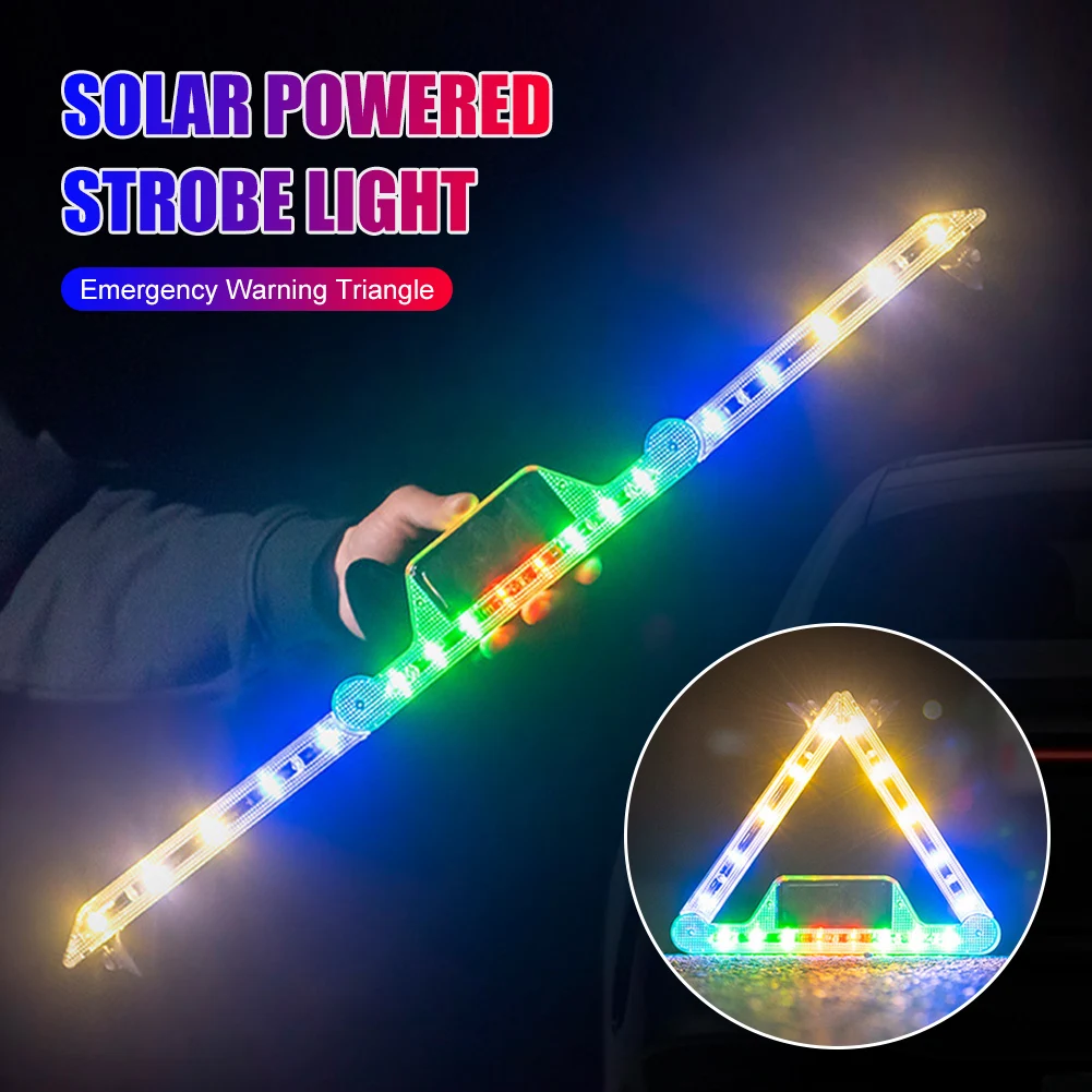 

Предупреждающий треугольник о поломке автомобиля Солнечный / USB-питание RGB Предупреждающий сигнал 18LED Освещенный дорожный треугольник Безо...