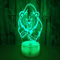 bear 3d lamp illusion baby night light usb led nightlight 7 colors for child bedroom decoration home holiday birthday for kids