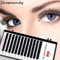 chopocandy makeup faux individual lashes maquiagem cilios for professionals 12 rows black soft eyelash extension thin tape