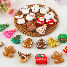 5/10pcs New Christmas Series Santa Reindeer Cookies Snowman Silicone Beads For Jewelry Making DIY Christmas Gifts Accessories