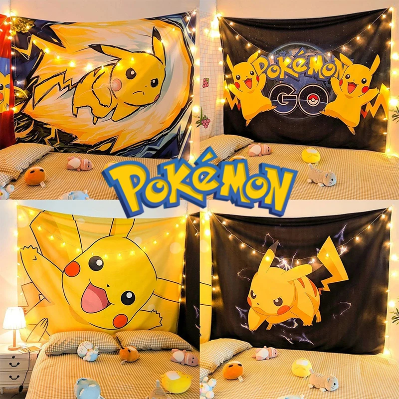 

Pikachu Ins Hanging Cloth Pokemon Anime Figure Decoration Cloth Cartoon Kids Room Wall Background Cloth Christmas Birthday Gift