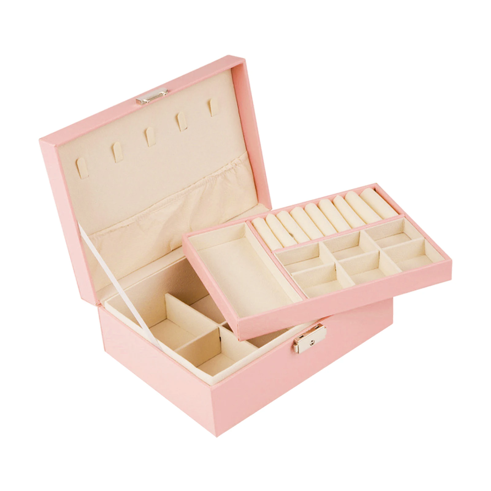 

Женская двухслойная шкатулка из ПУ кожи, с замком