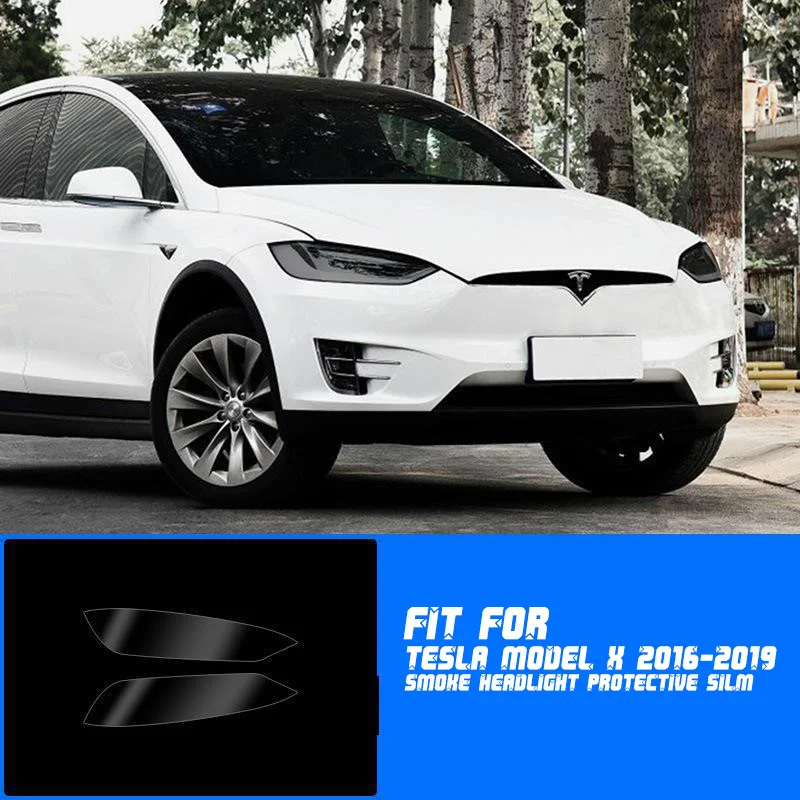 

Новинка, защитная пленка для автомобильных фар из ТПУ LH + RH, дымовая пленка, наклейка для крышки, подходит для Tesla Model X 2016-2019