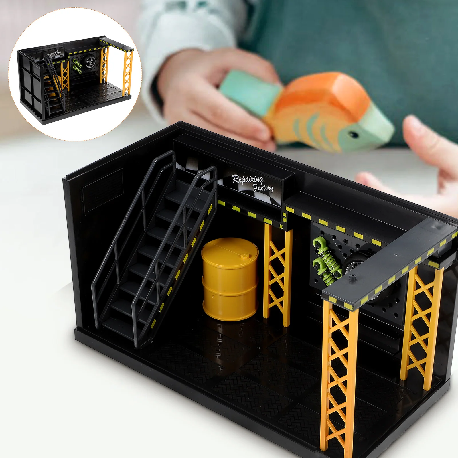 

Cartoon Model Storage Case Simulated Parking Toy Realistic Showcase Toy