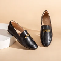 chch loafers women cow leather moccasin genuine leather slip on round toe flats shoes
