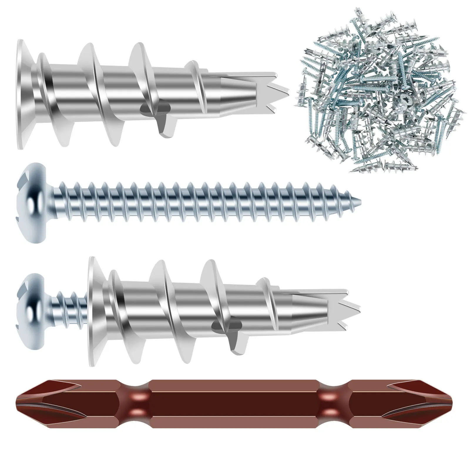 50 шт. Анкеры для полых стен гипсокартона из цинкового металла с винтами Несущая