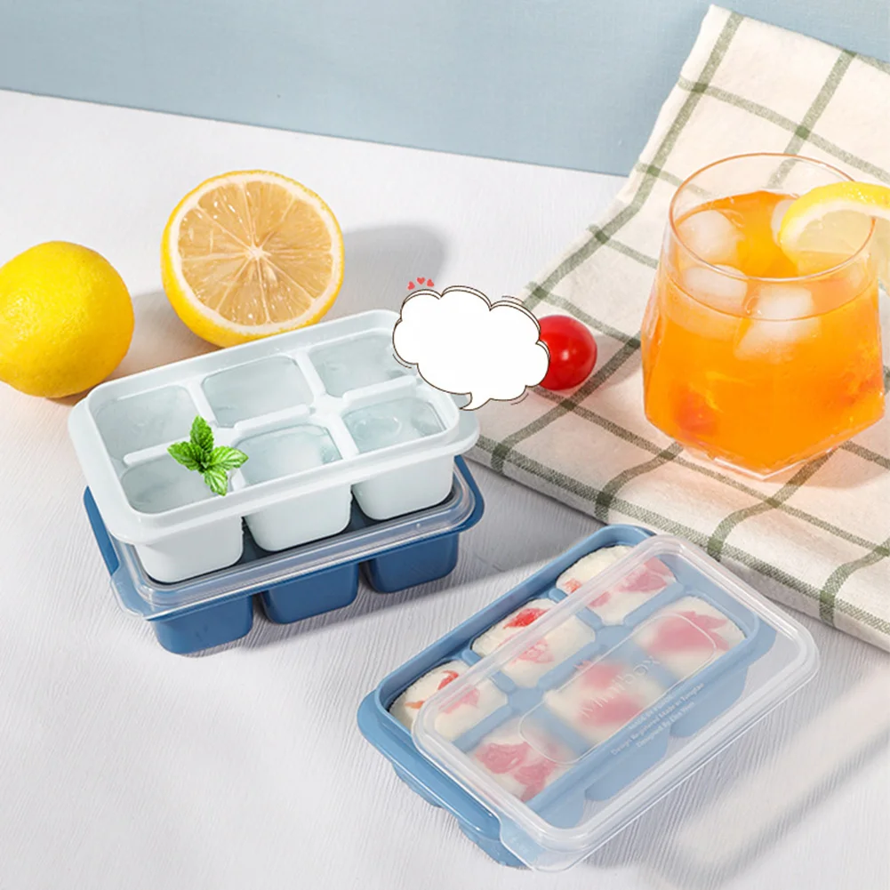 

1pc 6 Grid Ice Cube Mold Homemade Ice Cube Box With Ice Blocks Maker Mold With Lid DIY Home Bar Kitchen Accessories